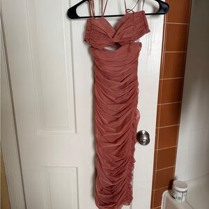 House of CB Purple Ruched Bodycon Midi Dress